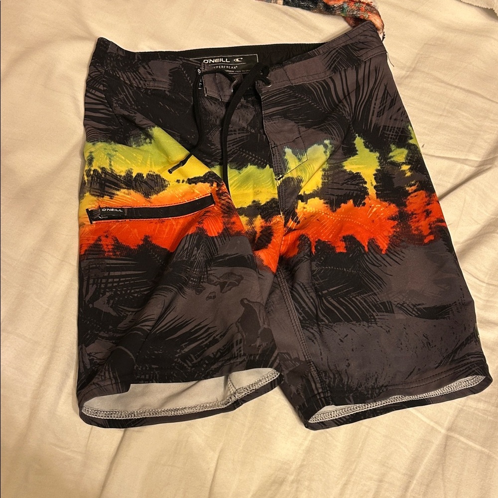 O'Neill Men's Black and Multicolor Board Shorts